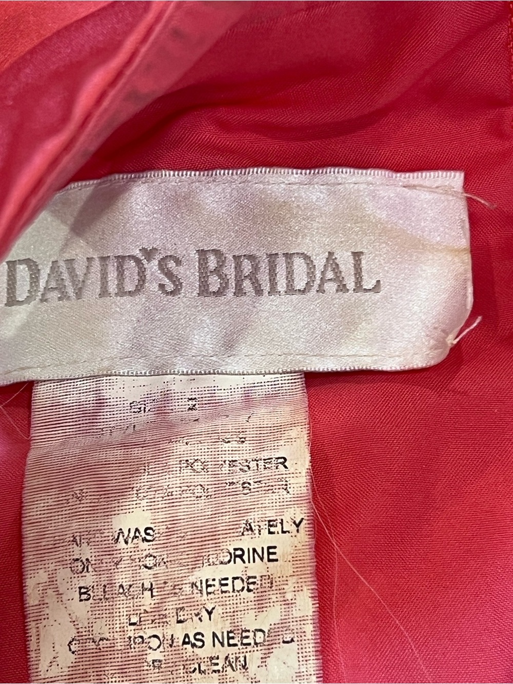David's Bridal Satin Halter Neck Bridesmaid Wedding Cocktail Dress Size 2  Coral - Picture 14 of 14